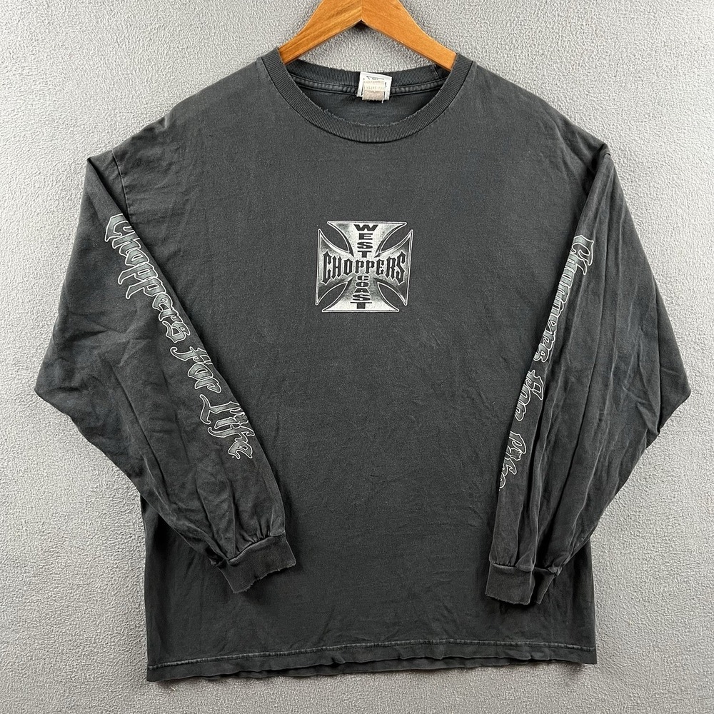 Vintage West Coast Choppers Shirt Mens XL Black Faded Long Sleeve Jesse Who? Tag